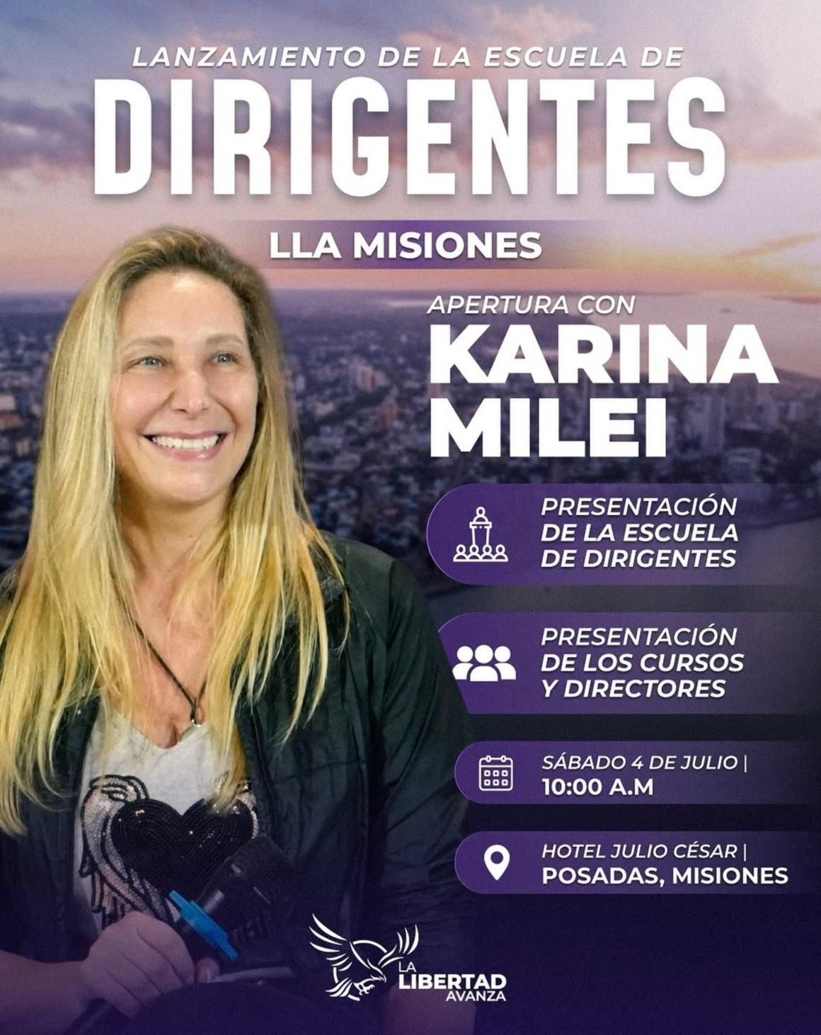 Karina Milei estará en Misiones este sábado 4 de julio en un encuentro con dirigentes.
