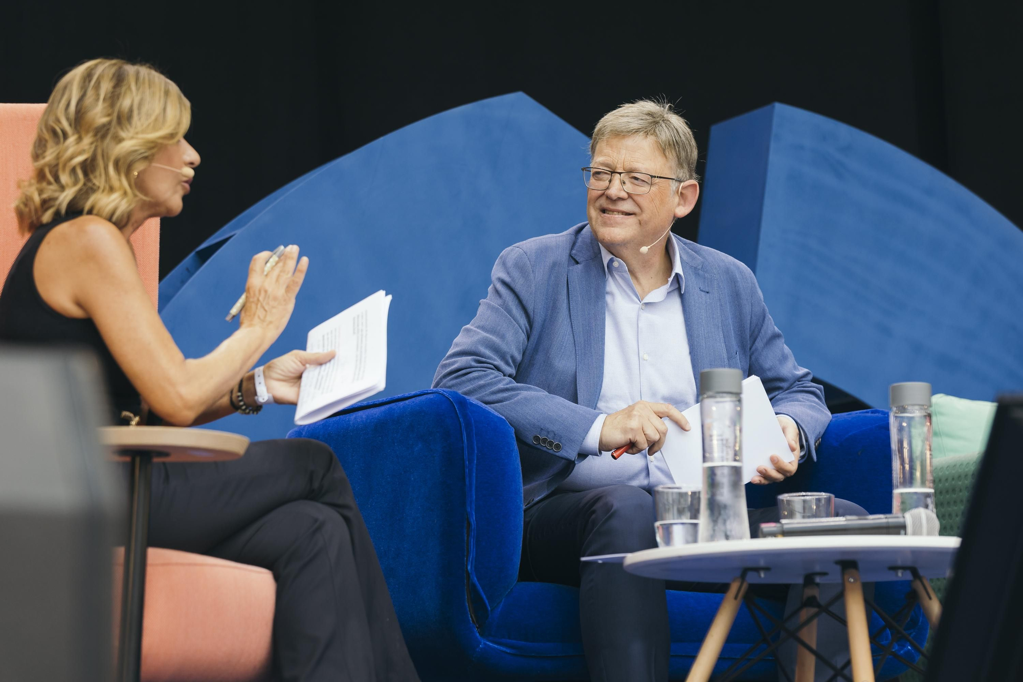 El presidente de la Generalitat Valenciana, Ximo Puig, durante su mesa de debate