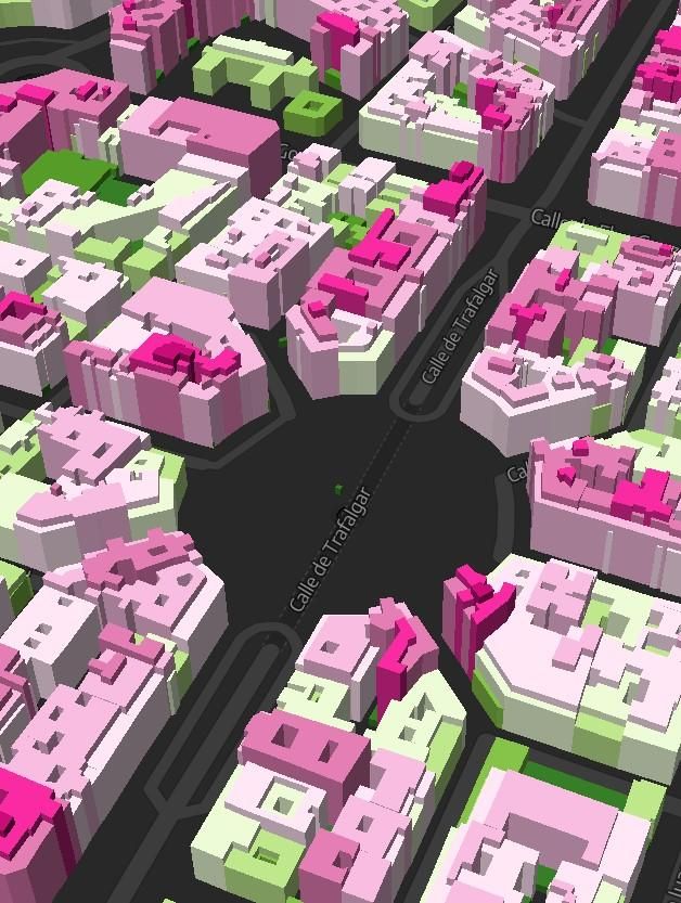 Vista de las alturas de edificios en el entorno de Olavide