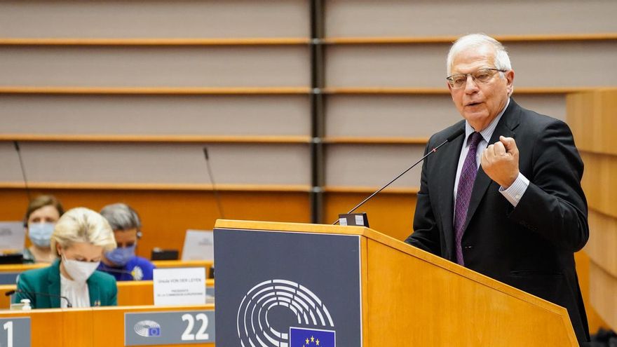 Borrell durante su discurso ante el Parlamento Europeo