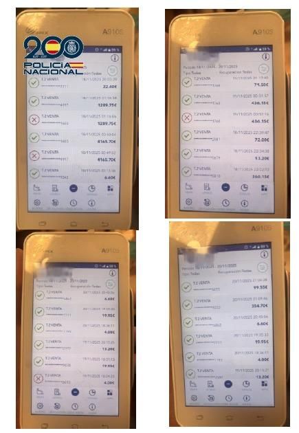 Imágenes del cobro desde los cuatro datáfonos intervenidos