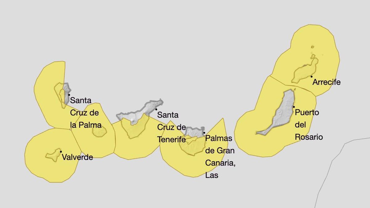 Toda Canarias, en aviso amarillo de Aemet