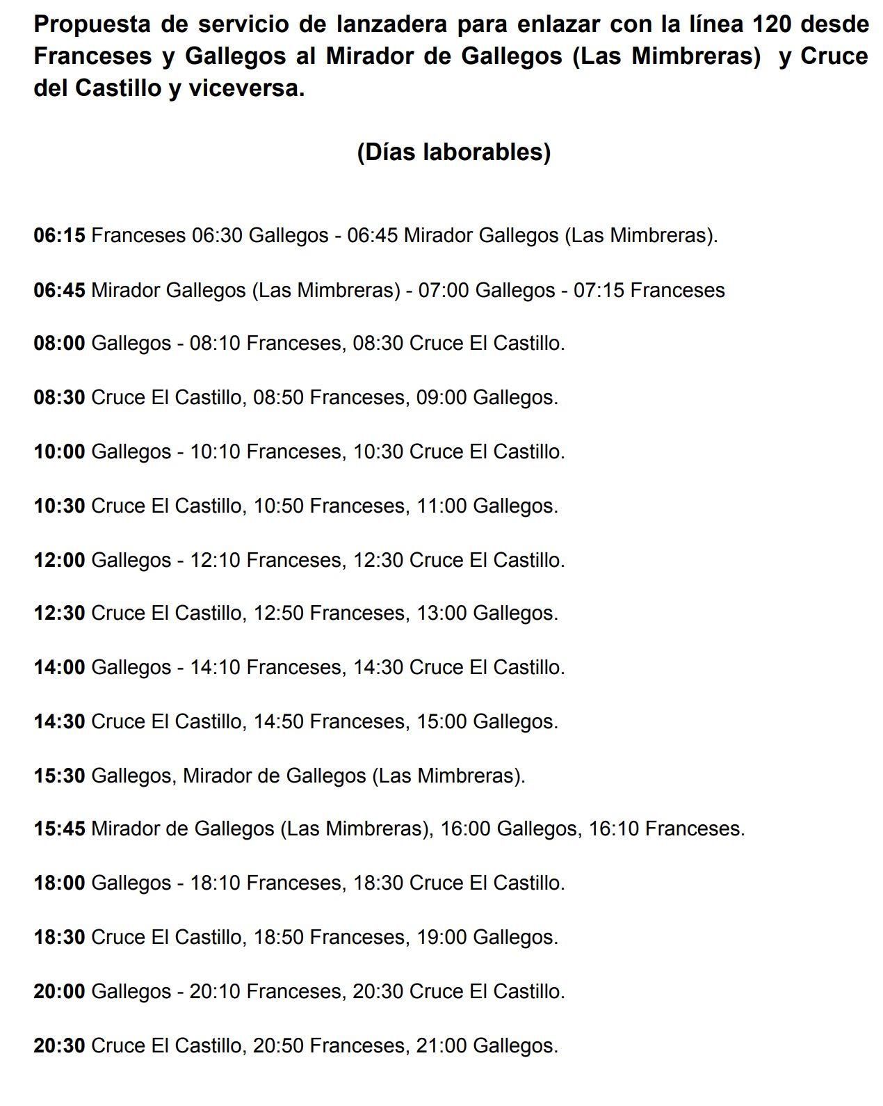 Horario de la guagua.