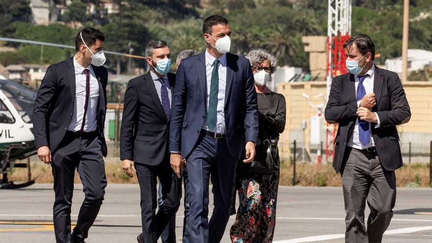 El presidente del Gobierno, Pedro Sánchez, a su llegada este lunes a Ceuta. EFE/Brais Lorenzo