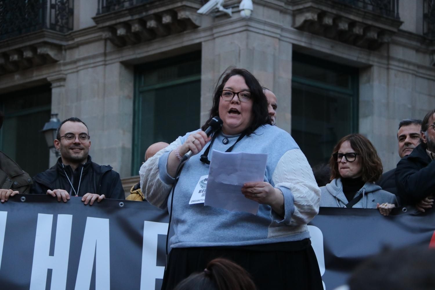 La portavoz de Dignidad en las Vías, Anna Gómez, al terminar la manifestación.