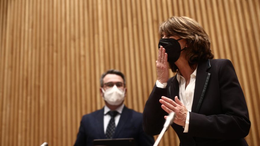 La Fiscal General del Estado, Dolores Delgado, en una Comisión de Justicia celebrada en el Congreso de los Diputados.