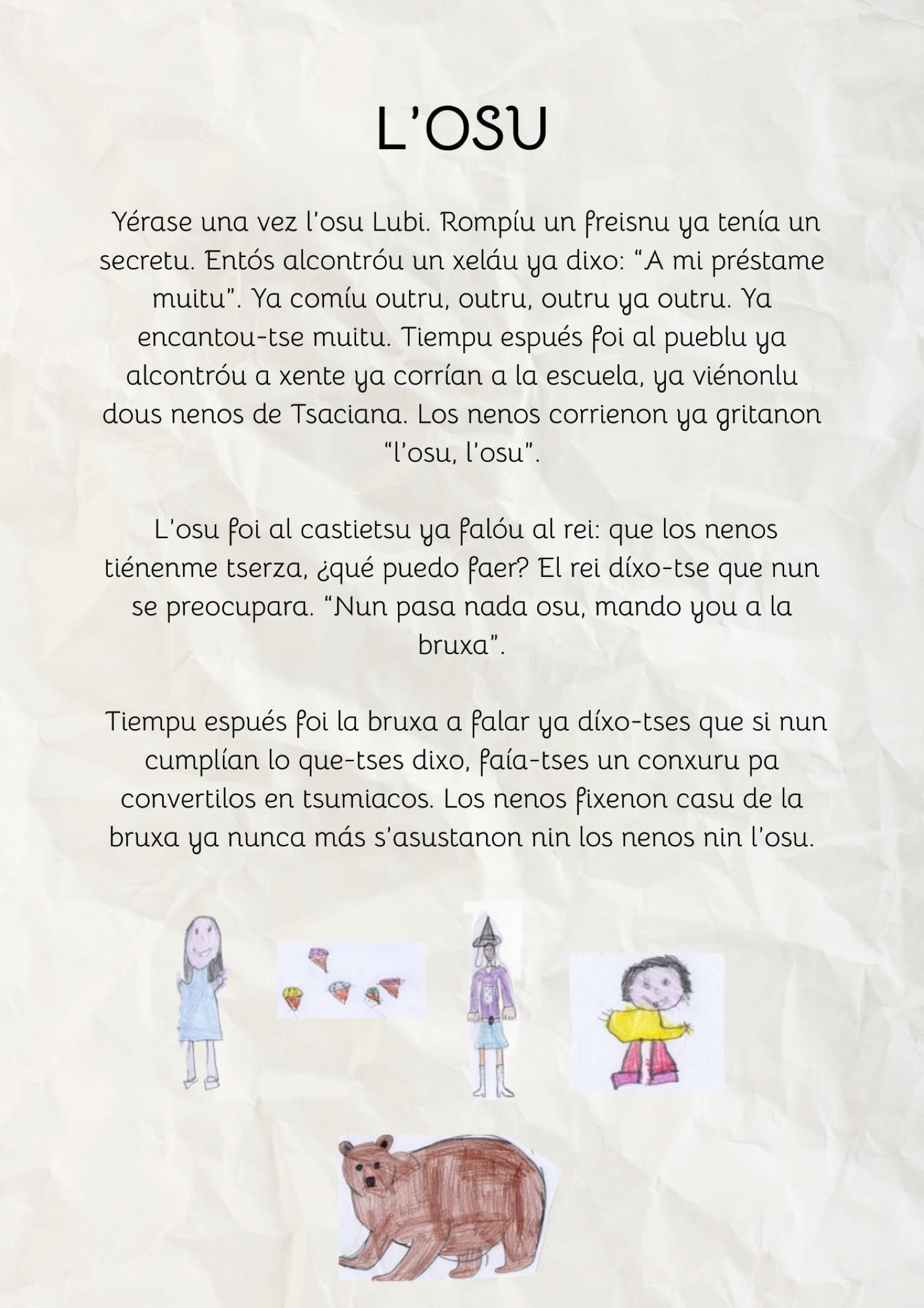 El relato de L'Osu realizado por un alumno de Primaria de León