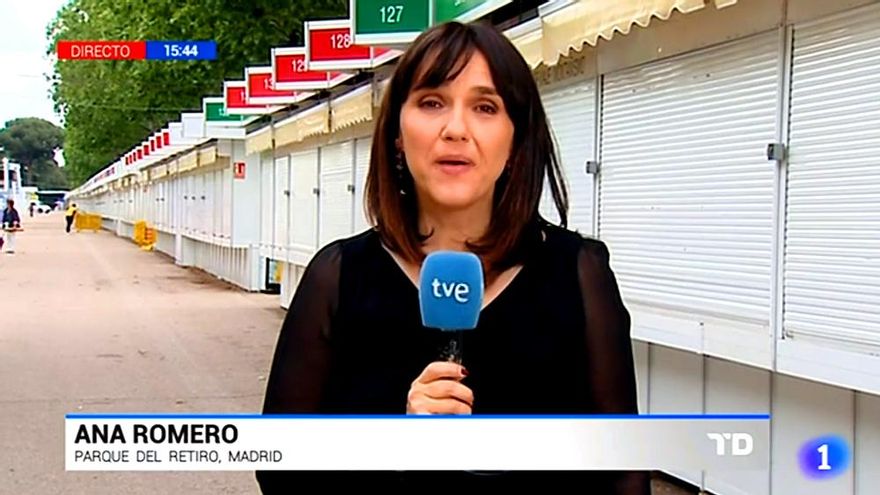 La reportera Ana Romero en el TD-1 de TVE durante el quinto viernes negro.jpg