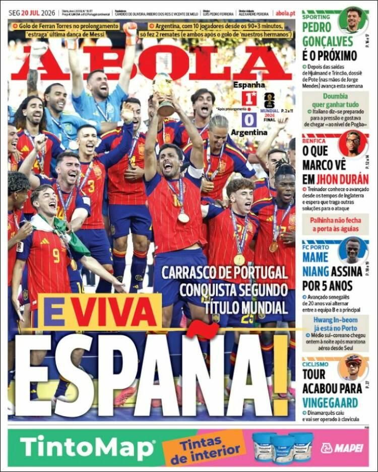 Las lágrimas de Messi y el título de España, en las tapas de los diarios del mundo