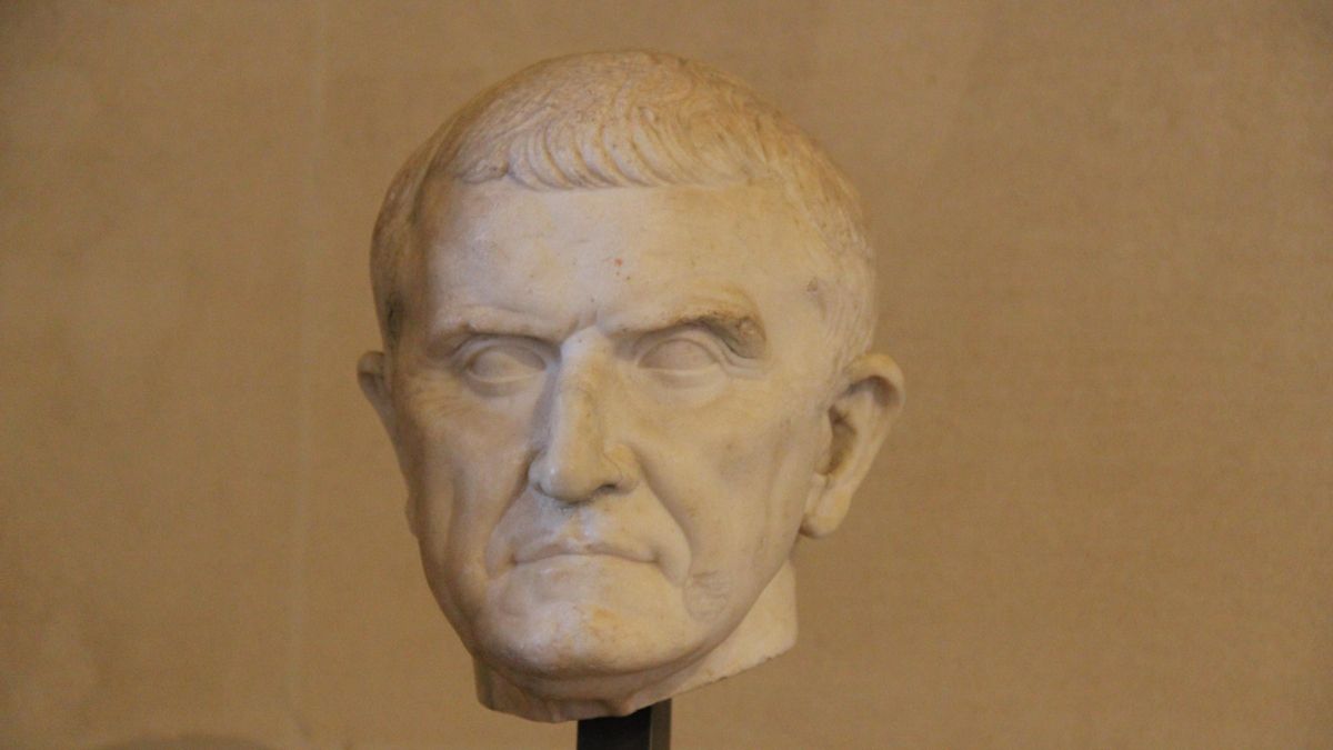Cabeza de estatua de mármol romana de Marco Licinio Craso, Louvre