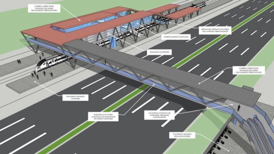 Imagen virtual de la nueva estación que se baraja junto a la V-21 y la Politécnica.