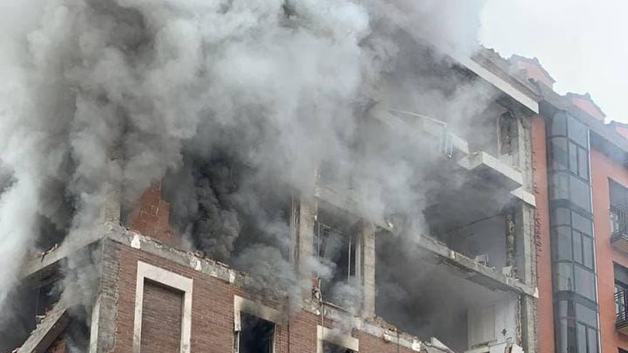 Estado del edificio donde se ha producido la explosión en Madrid