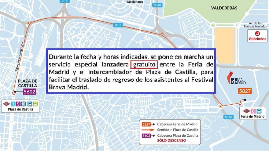 Los organizadores de los festivales Brava y Madrid Salvaje cobran 9 euros por los buses "gratuitos" de la EMT