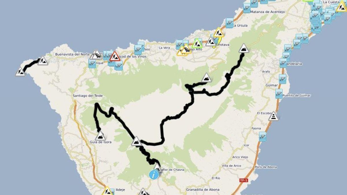 Carreteras cerradas este martes en Tenerife.