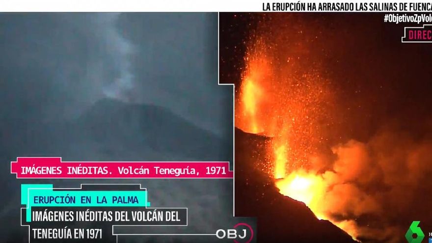 'El Objetivo' mostró y comparó imágenes inéditas de las erupciones en La Palma de 1949, 1971 y 2021