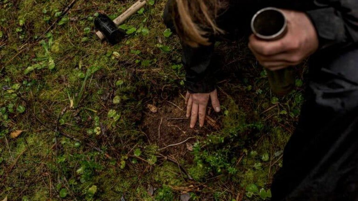 Para la toma de muestras de suelo, se remueve la primera capa de vegetación. Foto: cortesía Tomás Munita para Mongabay Latam