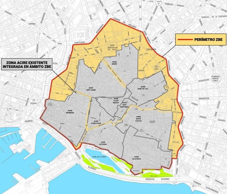 Nueva zona de bajas emisiones de Palma