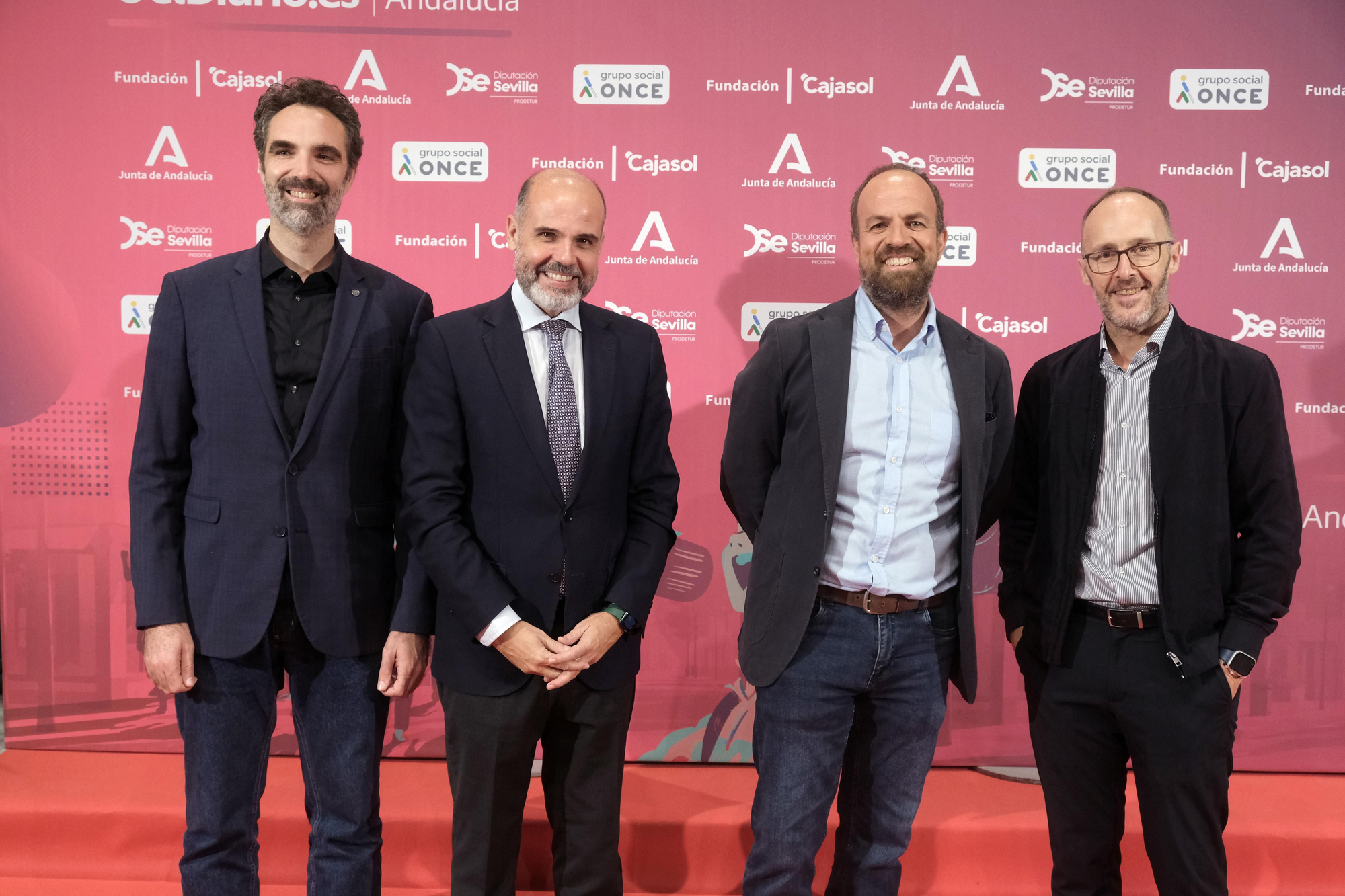 Borja Sallago (AJE Sevilla), Francisco Mendoza (El Corte Inglés), Javier Ramajo y Rafael Gelo (UGT Andalucía).