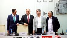 Antonio Garamendi, Juan Rosell, Unai Sordo y Pepe Álvarez, en la firma definidta del el IV Acuerdo para el Empleo y la Negociación Colectiva (AENC).