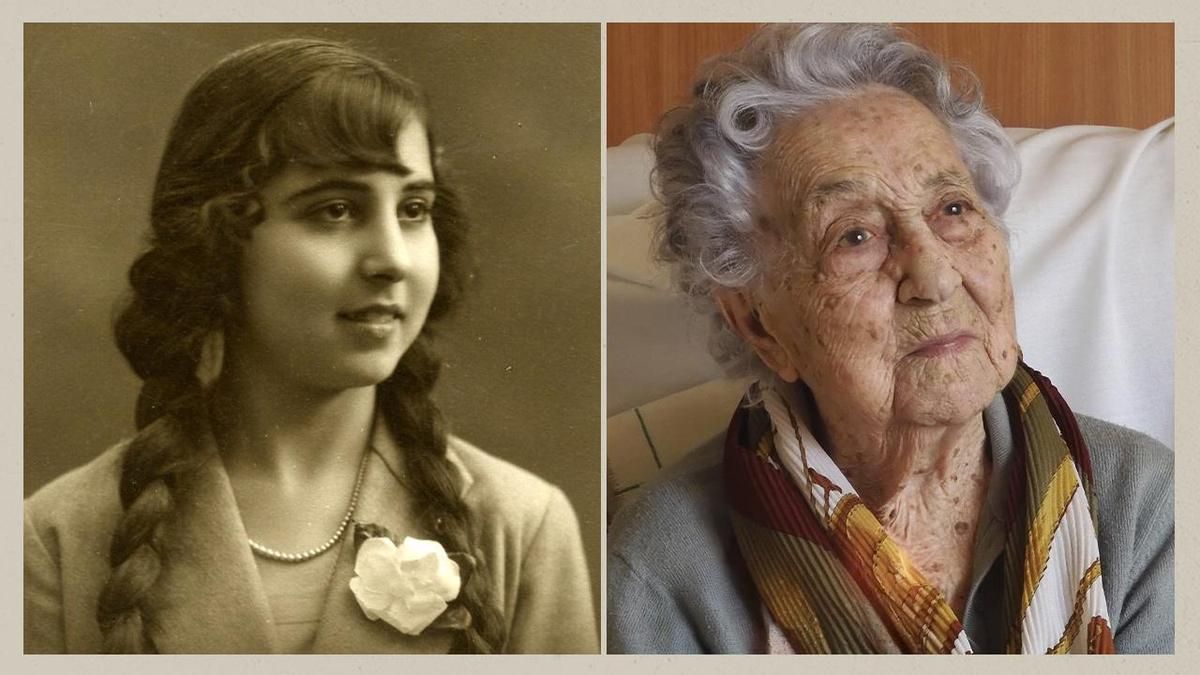 María Branyas, supercentenaria catalana que llegó a vivir 117 años, de adolescente y de anciana