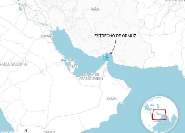 Localización del Estrecho de Ormuz