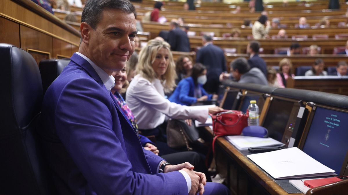 El presidente del Gobierno, Pedro Sánchez, durante la sesión de control al Gobierno del Pleno del Congreso.