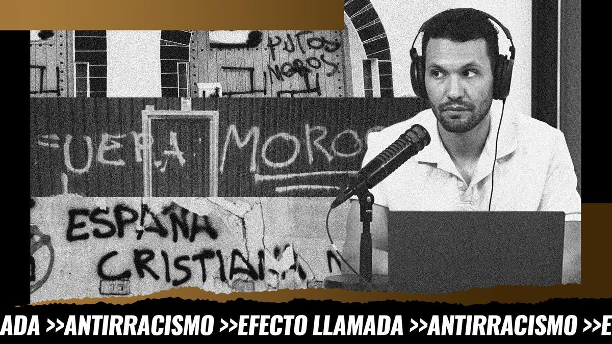 Montaje: fotos de pintadas racistas en diferentes localidades de España junto a Youssef M. Ouled, nuestro colaborador en este programa