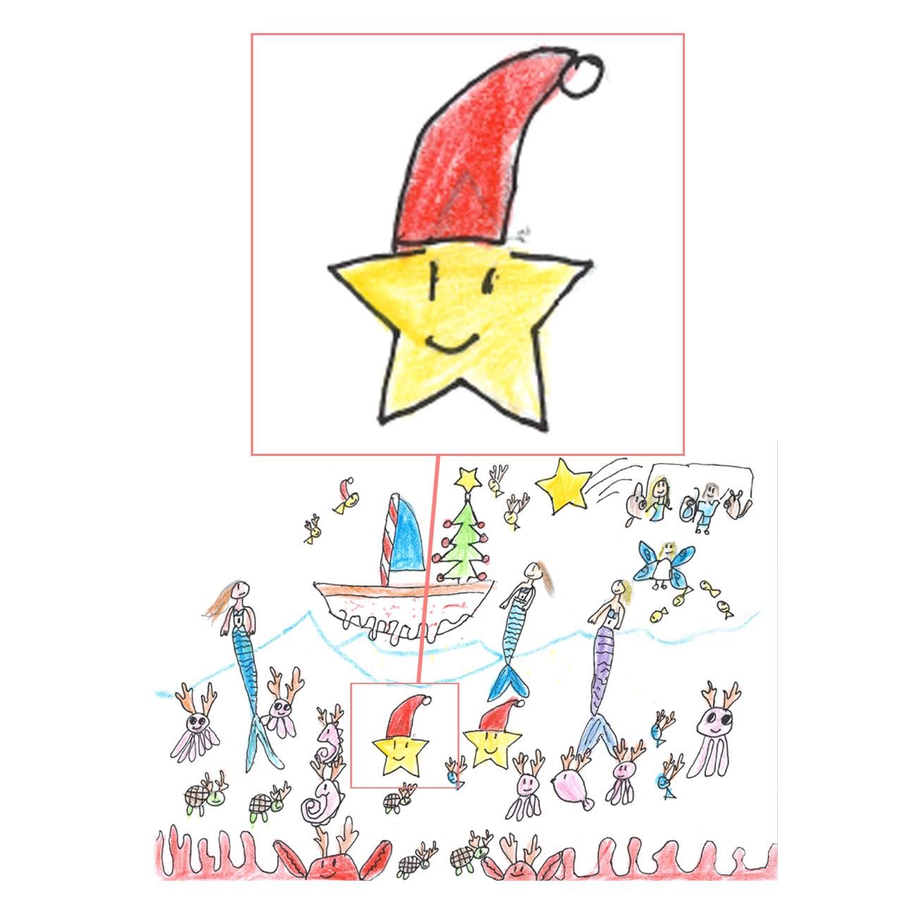 Dibujo 'Navidades en el mar' de María Auxiliadora Martín Mayordomo, presentado en la anterior edición de 'Del papel al cielo'.