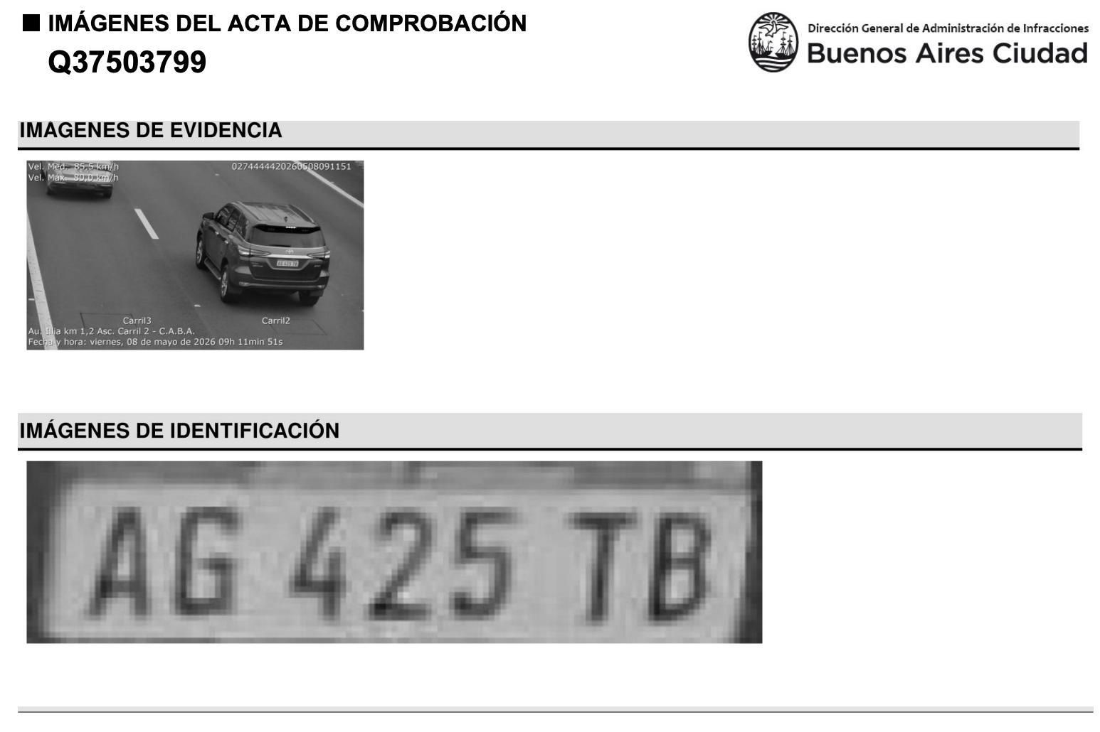 Exceso de velocidad, otra de las multas de la camioneta.