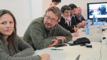 Xavi Domènech, segundo por la izquierda.
