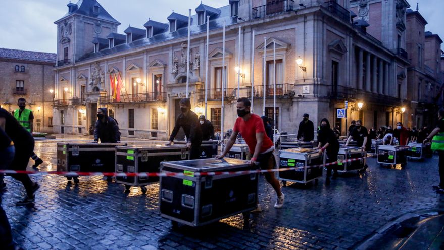 Manifestación convocada por la asociación ‘Alerta Roja Eventos’ en Madrid.
