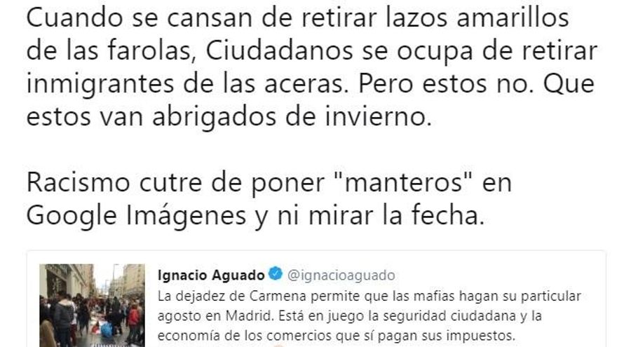 Echenique acusa a Ciudadanos de "retirar inmigrantes de las aceras" y de ejercer un "racismo cutre"