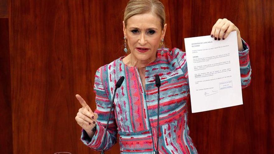 Cifuentes, durante su comparecencia en la Asamblea de Madrid.