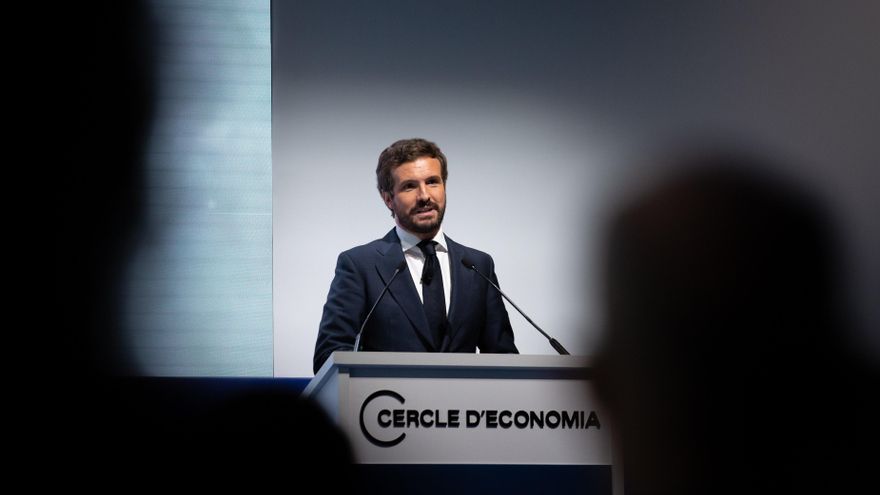 El presidente del PP, Pablo Casado, en la Reunión Anual del Cercle d'Economia en Barcelona