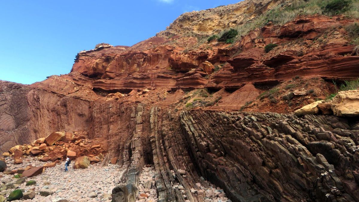 En Praia do Telheiro también quedaron huellas de presencia humana pero sin formar un patrón tan definido