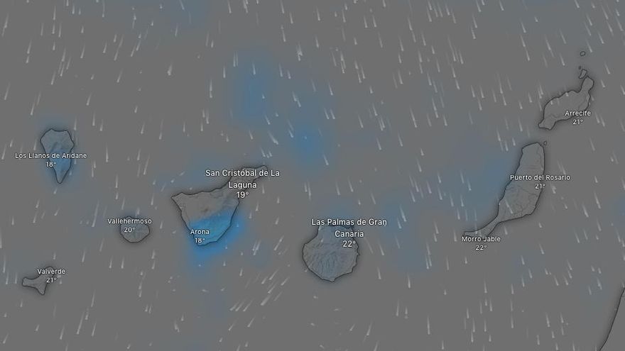 Lluvias previstas en Canarias el próximo lunes según el modelo europeo de predicción (ECMWF)