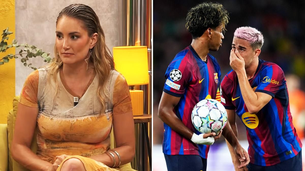 Alba Carrillo en 'El sótano club' /  El centrocampista del FC Barcelona Gavi junto a Lamine Yamal en el FC Barcelona - Feyenoord