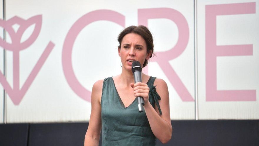 Irene Montero en el cierre de la campaña de Ione Belarra a la secretaría general de Podemos, este jueves en Zaragoza