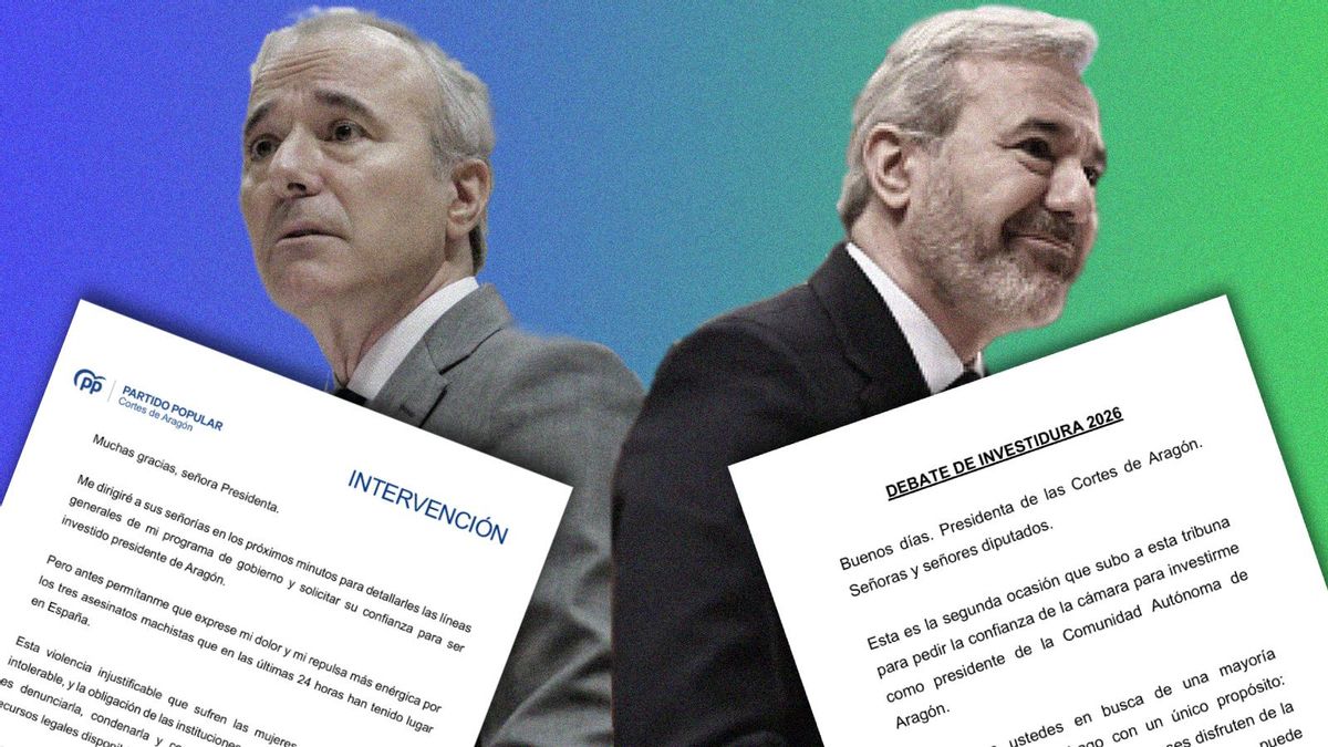 La metamorfosis de Azcón: "ilusión", "diálogo" y reformismo en 2023 frente a "agravio", "arraigo" y confrontación en 2026