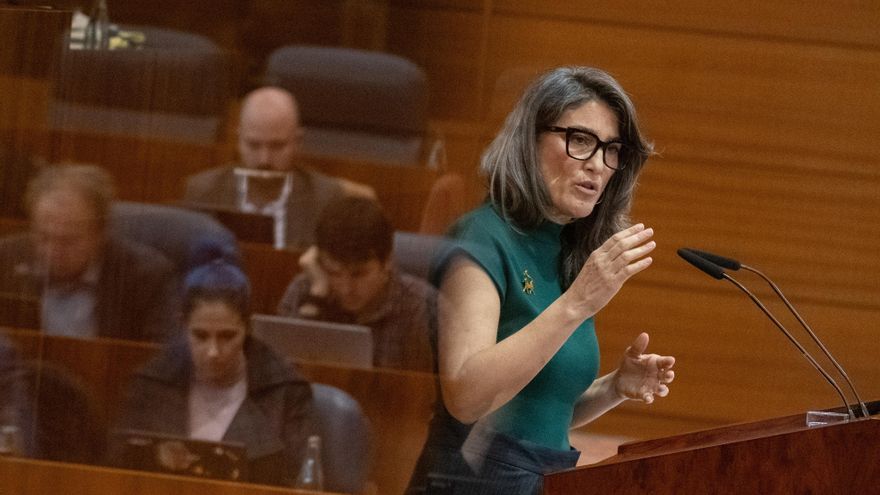 La portavoz de Más Madrid, Manuela Bergerot, durante el pleno de la Asamblea de Madrid.