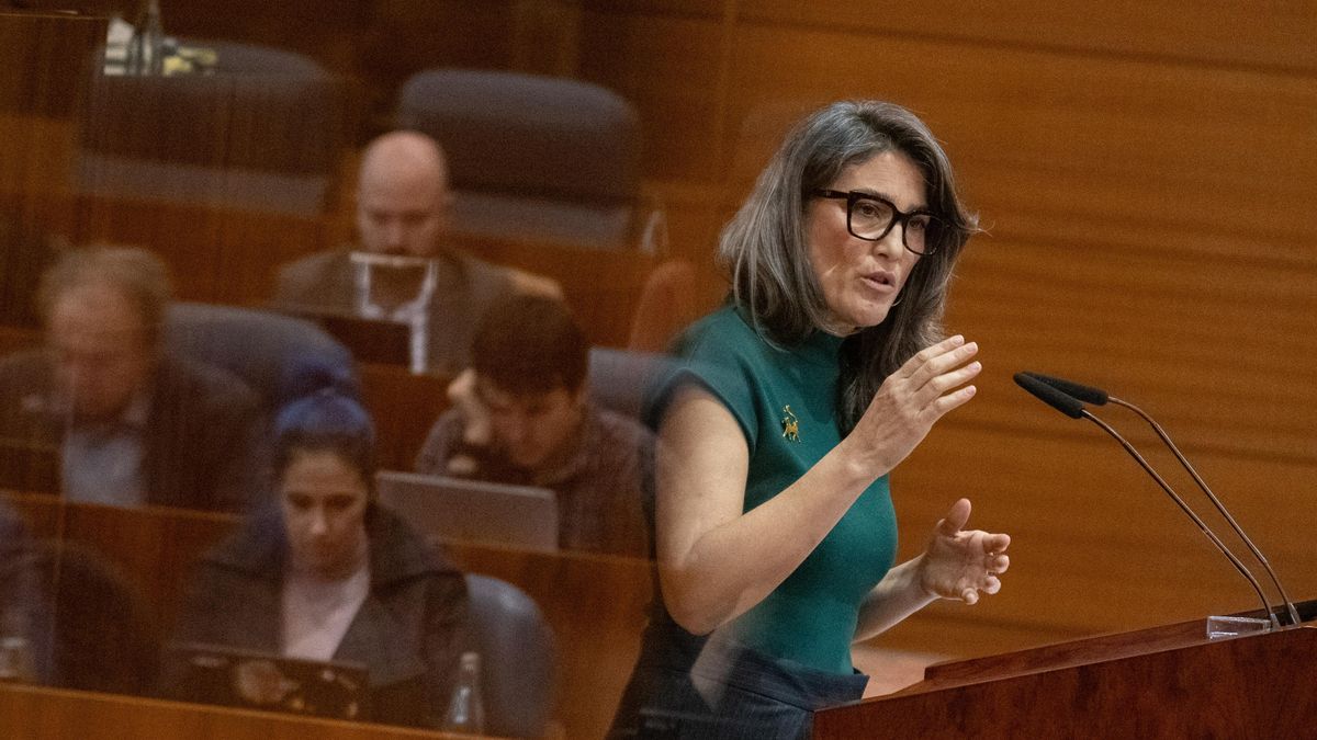 La portavoz de Más Madrid, Manuela Bergerot, durante el pleno de la Asamblea de Madrid.