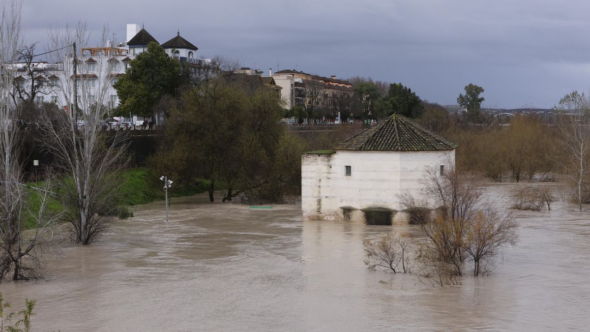 El río Guadalquivir aumenta su caudal a su paso por Córdoba