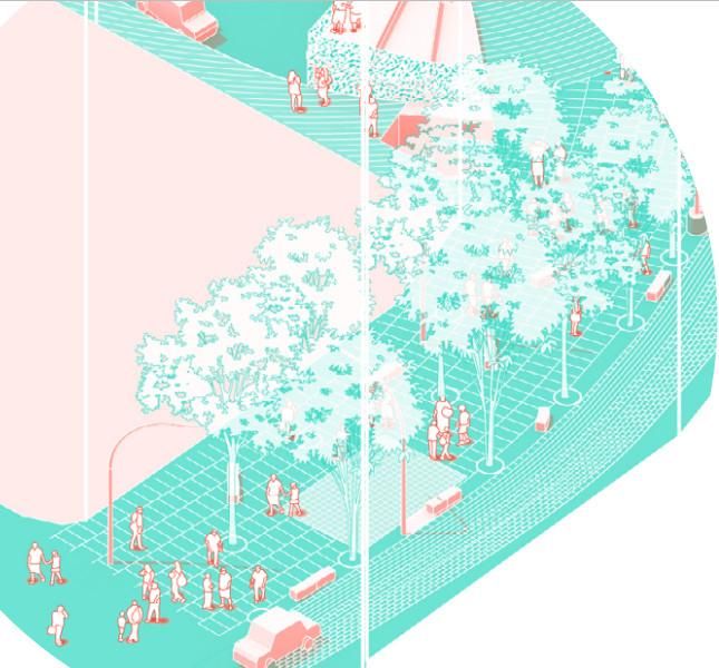 Recreación de lo que sería la intersección de la calle García Molinas con Gran Vía