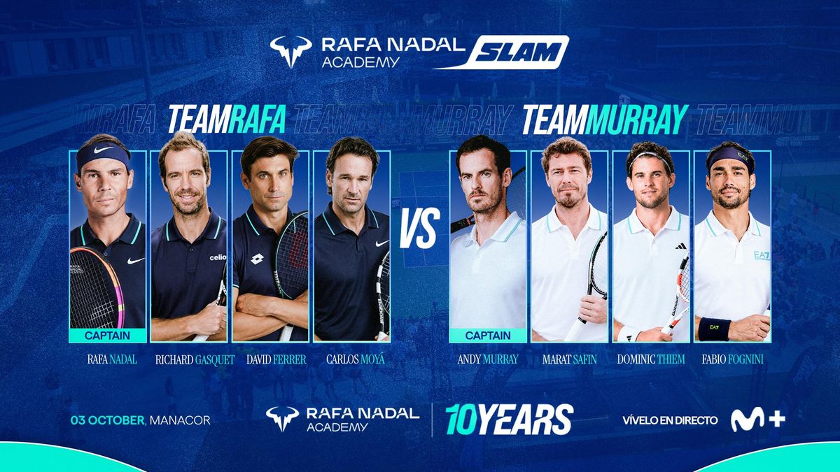 Los dos equipos, capitaneados por Nadal y Murray, reunirán a grandes figuras del tenis