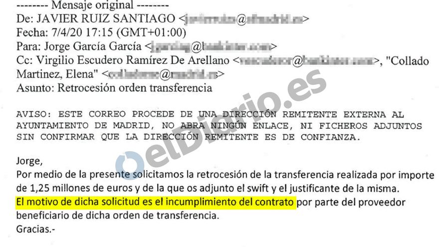Correo de la Funeraria a Bankinter