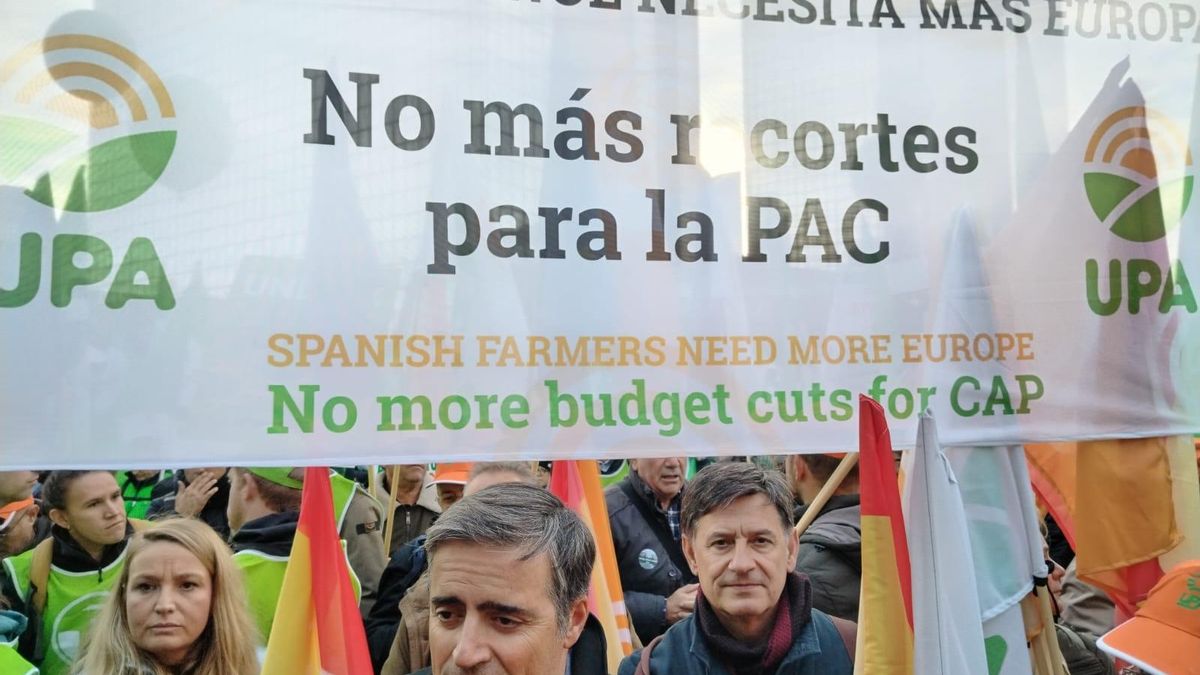 Julian Morcillo en la manifestación de Bruselas. UPA