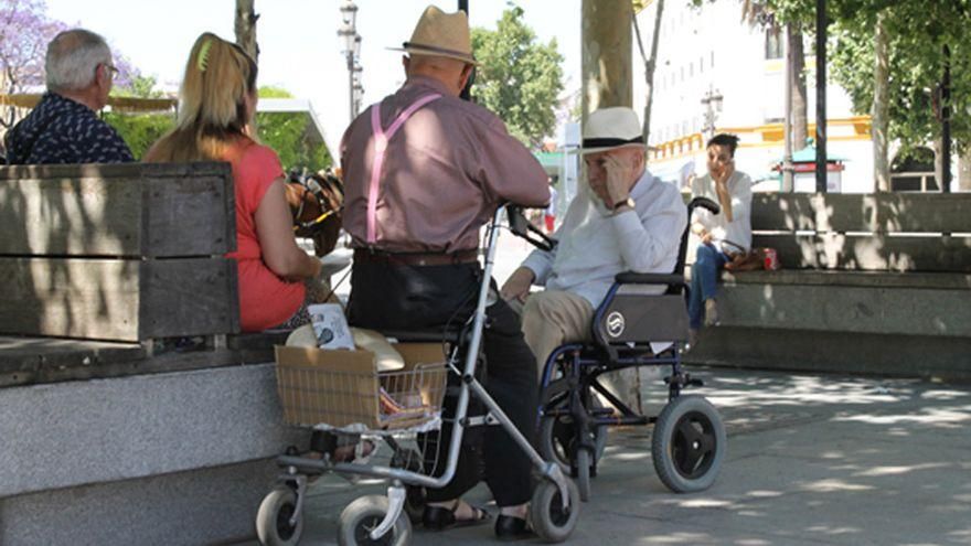 Personas con diversidad funcional descansan en un parque