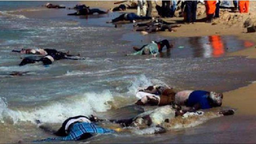 Foto de cadáveres de migrantes ahogados
