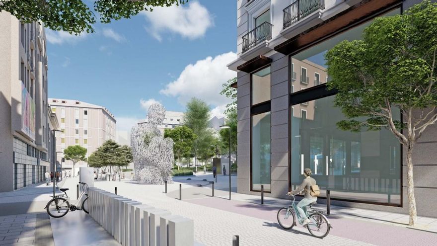 Aparcamiento para bajada de huéspedes (derecha) previsto junto al hotel de Exacorp.