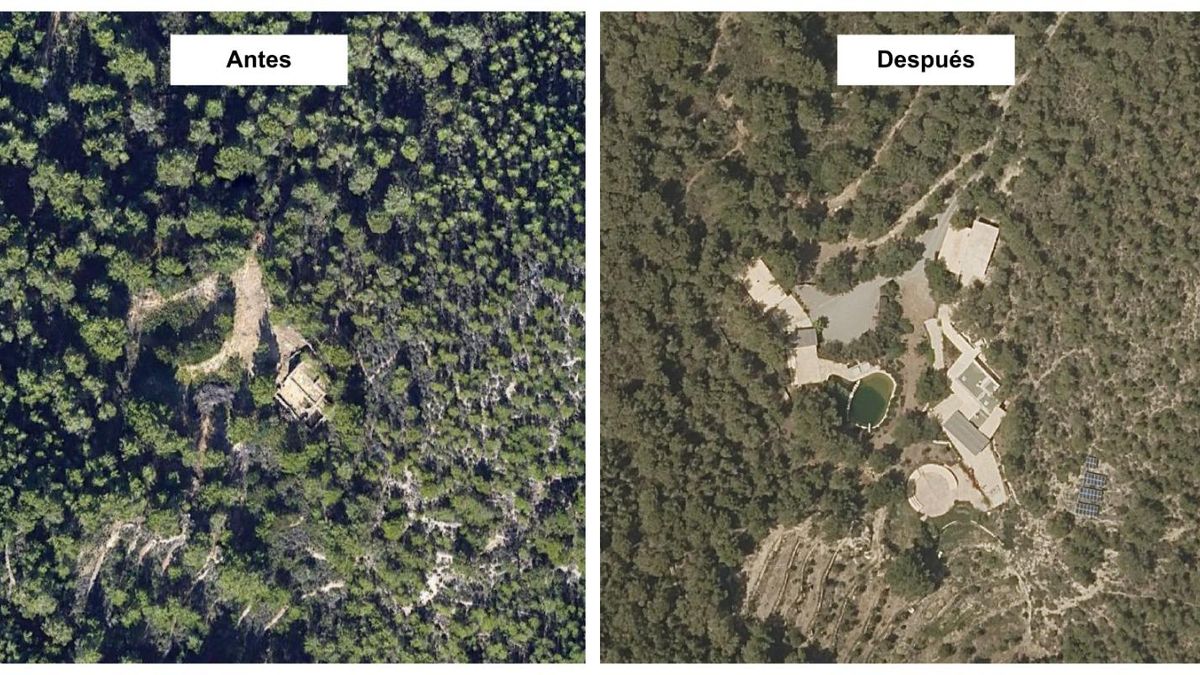 La zona en la que se levantan la mansión y las edificaciones que la rodean, antes y después de su construcción